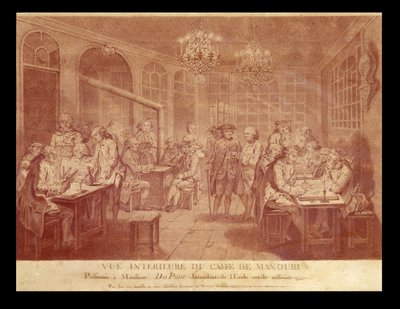 منظر داخلي لمقهى منوري ، 1775 ج (طباشير أحمر على ورق) بواسطة جاك تريتون دي فوجاس